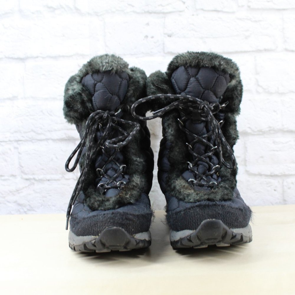 LL Bean Blue Quilted Faux Fur Lined Mid Calf Winter Snow Boots 8 M - Picture 4 of 9